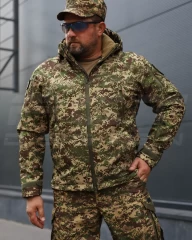 Куртка Хантер Софтшелл фліс на сітці Хижак Піксель G-0822