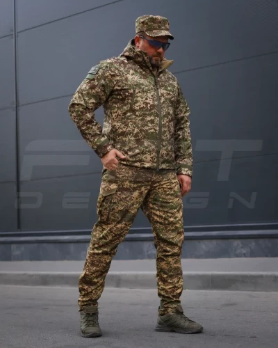 Куртка Хантер Софтшелл фліс на сітці Хижак Піксель G-0822 40-42/3 40-42/3