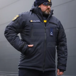 Куртка тактична зимова Хантер темно-синя Софтшел для ДСНС термофліс