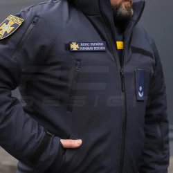 Куртка тактична зимова Хантер темно-синя Софтшел для ДСНС термофліс