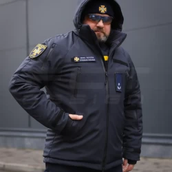 Куртка тактична зимова Хантер темно-синя Софтшел для ДСНС термофліс