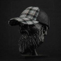 Кепка бейсболка FCT літня в клітинку з сіткою сіро-зелена (11 номер)   