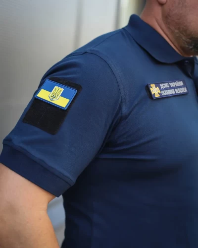 Футболка Поло для ДСНС вологовідвідна преміум Лакоста бавовна темно-синя 42 42