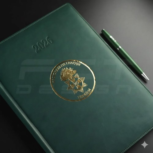 Блокнот щоденник НГУ А4 зелений із тисненням датований на 2026 рік 21х29,7 см 21х29,7 см