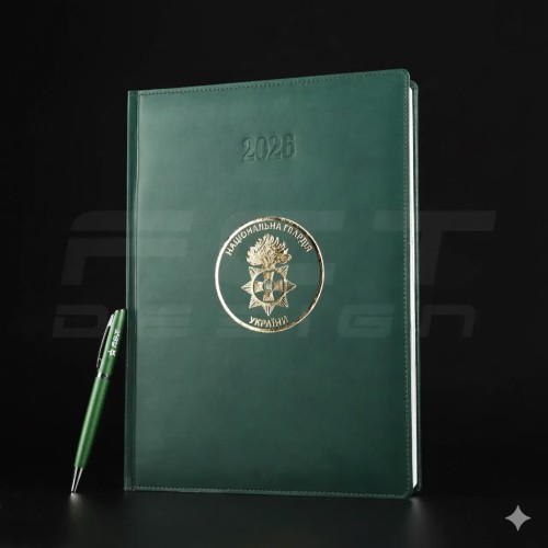 Блокнот щоденник НГУ А4 зелений із тисненням датований на 2026 рік 21х29,7 см 21х29,7 см