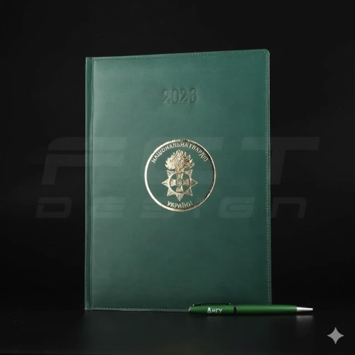 Блокнот щоденник НГУ А4 зелений із тисненням датований на 2026 рік 21х29,7 см 21х29,7 см