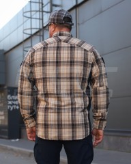 Тактическая милитари Рубашка FCT зимняя утепленная в клетку Койот флис подкладка (25 номер)