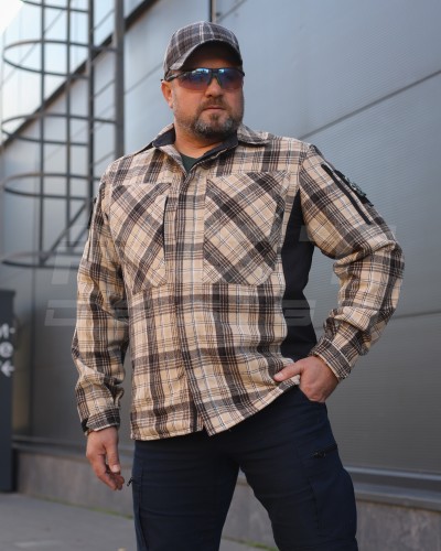 Тактическая милитари Рубашка FCT зимняя утепленная в клетку Койот флис подкладка (25 номер) 40-42/3