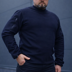 Кофта фліс соти Гексагон лонгслів Темно-синя