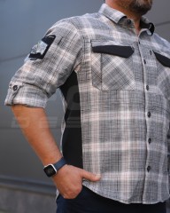 Тактическая милитари Рубашка FCT демисезон утепленная в клетку Бело-серая (15 номер)