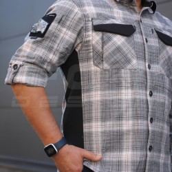 Тактична мілітарі Сорочка FCT Blackbeard літня в клітинку Біло-сіра (15 номер)