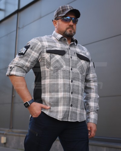 Тактическая милитари Рубашка FCT Blackbeard летняя в клетку Бело-серая (15 номер) 40-42/3