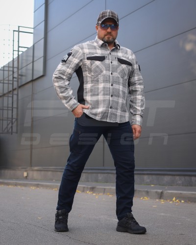 Тактическая милитари Рубашка FCT Blackbeard летняя в клетку Бело-серая (15 номер) 40-42/3