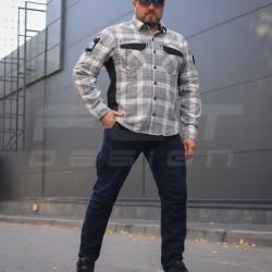 Тактична мілітарі Сорочка FCT Blackbeard літня в клітинку Біло-сіра (15 номер)