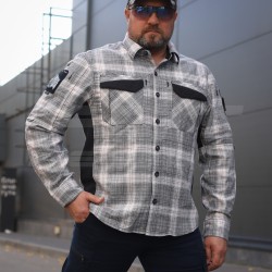 Тактична мілітарі Сорочка FCT Blackbeard літня в клітинку Біло-сіра (15 номер)