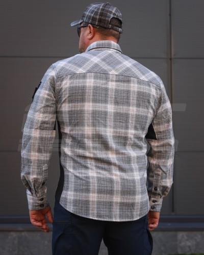 Тактическая милитари Рубашка FCT Blackbeard летняя в клетку Бело-серая (15 номер) 40-42/3