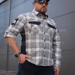 Тактична мілітарі Сорочка FCT Blackbeard літня в клітинку Біло-сіра (15 номер)