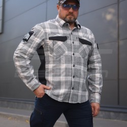 Тактическая милитари Рубашка FCT Blackbeard летняя в клетку Бело-серая (15 номер)