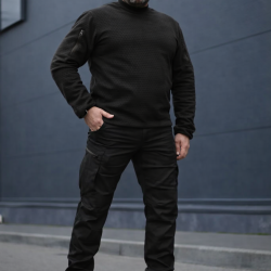 Кофта фліс соти Гексагон лонгслів Чорна