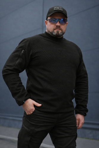 Кофта фліс соти Гексагон лонгслів Чорна 40-42/3 40-42/3