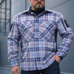 Тактична мілітарі Сорочка FCT демісезон утеплена в клітинку блакитно-рожева (8 номер)