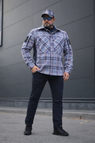 Тактична мілітарі Сорочка FCT демісезон утеплена в клітинку блакитно-рожева (8 номер) 40-42/3 40-42/3