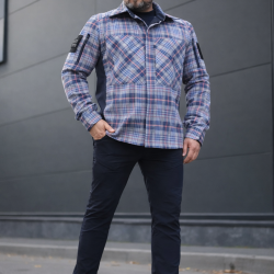 Тактична мілітарі Сорочка FCT демісезон утеплена в клітинку блакитно-рожева (8 номер)