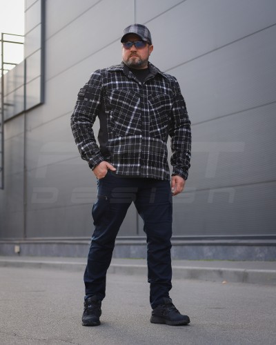 Тактична мілітарі Сорочка FCT демісезон утеплена в клітинку чорно-біла (27 номер) 40-42/3 40-42/3