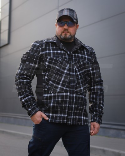 Тактична мілітарі Сорочка FCT демісезон утеплена в клітинку чорно-біла (27 номер) 40-42/3 40-42/3