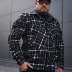 Тактична мілітарі Сорочка FCT демісезон утеплена в клітинку чорно-біла (27 номер)