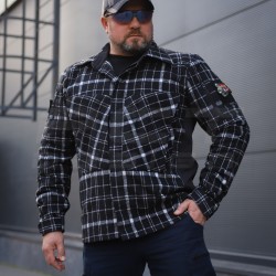 Тактична мілітарі Сорочка FCT демісезон утеплена в клітинку чорно-біла (27 номер)