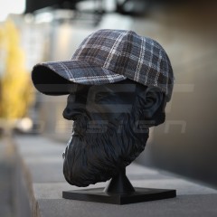 Кепка бейсболка FCT утеплена в клетку коричневая (1 номер)