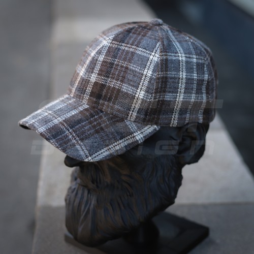 Кепка бейсболка FCT утеплена в клетку коричневая (1 номер) 58