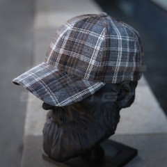 Кепка бейсболка FCT утеплена в клетку коричневая (1 номер)