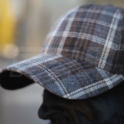 Кепка бейсболка FCT утеплена в клетку коричневая (1 номер) 58