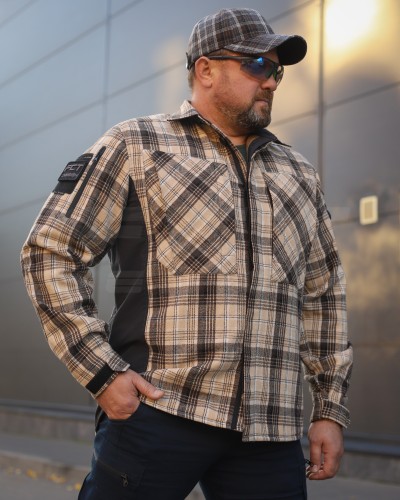 Тактична мілітарі Сорочка FCT демісезон утеплена в клітинку жовто-коричнева (29 номер) 40-42/3 40-42/3