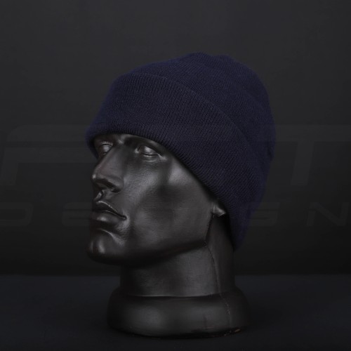 Шапка в'язана синя з підворотом  56 56