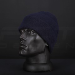 Шапка в'язана синя з підворотом