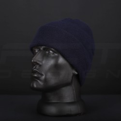 Шапка в'язана синя з підворотом