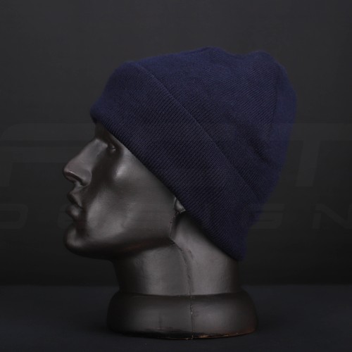 Шапка в'язана синя з підворотом  56 56