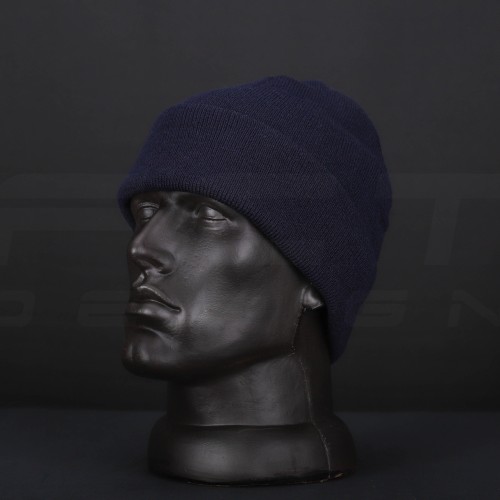 Шапка в'язана синя з підворотом  56 56