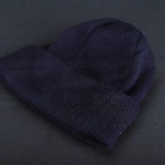 Шапка в'язана синя з підворотом