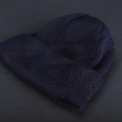 Шапка в'язана синя з підворотом