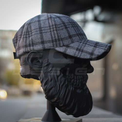 Кепка бейсболка FCT утеплена в клетку серая (2 номер)  58