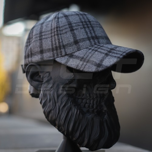 Кепка бейсболка FCT утеплена в клетку серая (2 номер)  58