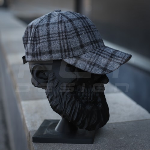 Кепка бейсболка FCT утеплена в клетку серая (2 номер)  58