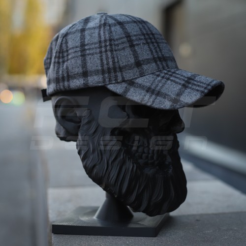 Кепка бейсболка FCT утеплена в клетку серая (2 номер)  58