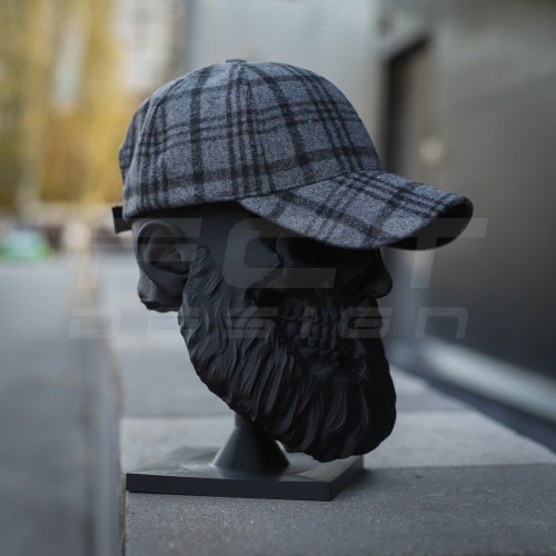 Кепка бейсболка FCT утеплена в клетку серая (2 номер)  58