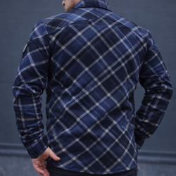 Тактична мілітарі Сорочка FCT демісезон утеплена в клітинку синя-чорна (30 номер)