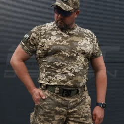 Футболка тактическая джерси стрейч пиксель ВСУ с липучками